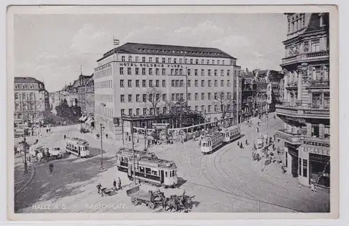 91726 AK Halle a. S. - Riebeckplatz mit Hotel Goldene Kugel und Zigarrengeschäft