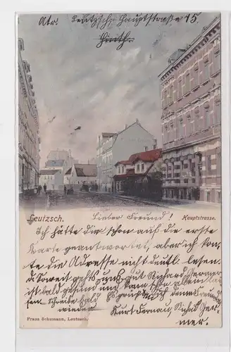 904494 AK Leutzsch - Hauptstrasse, Straßenansicht mit Bürgerhäusern 1905