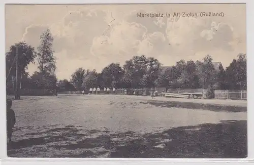 35876 AK Marktplatz in Alt-Zieluń (Rußland) im Landkreis Mielau (Mława) 1915