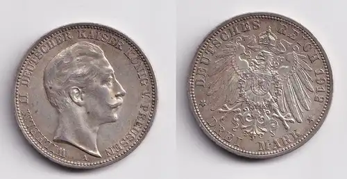3 Mark Silbermünze Preussen Kaiser Wilhelm II 1912 A Jäger 103 ss+ (152570)