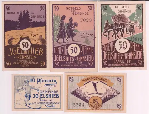 5 Banknoten Notgeld Gemeinde Igelshieb 1.4.1921 (160626)