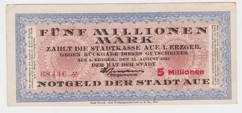 5 Millionen Mark Banknote Stadt Aue im Erzgebirge 23.8.1923  (117638)