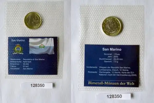Bi-Metall Münze 1 Euro San Marino 2010 in TOP Erhaltung im Blister (128350)