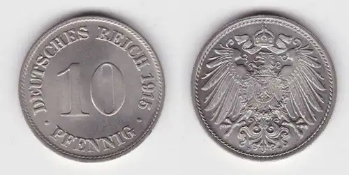 10 Pfennig Nickel Münze Deutsches Reich 1915 D, Jäger 13 Stgl. (143014)