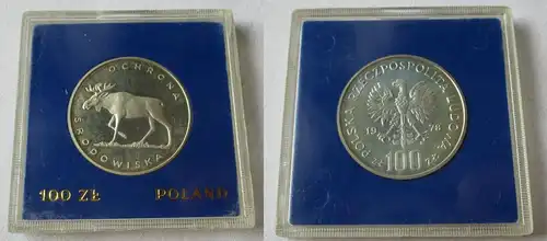 100 Zloty Silber Münze Polen Elch 1978 PP (134148)
