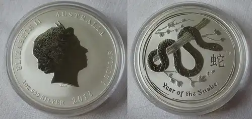 1 Dollar Silber Münze Australien Jahr der Schlange 1 Unze Silber 2013 (134323)
