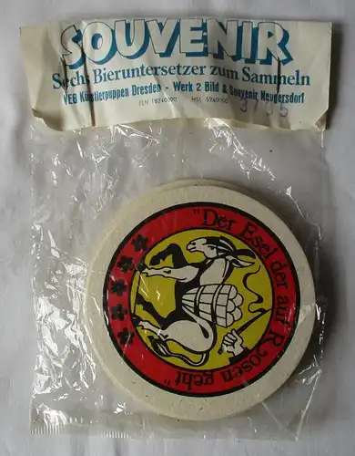 DDR Souvenir Sechs Bieruntersetzer zum Sammeln Salzstadt Halle /Saale (162439)