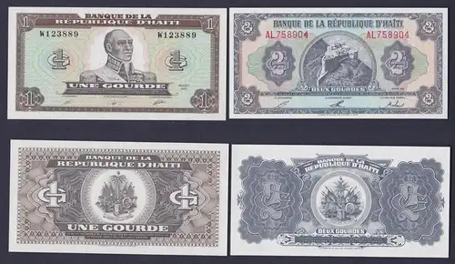 1 & 2 Gourde Banknoten Banque de la Republique D´Haiti 1989/1992 (125862)