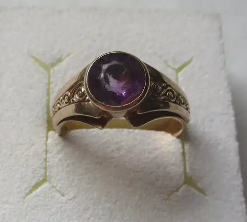 eleganter 14 Karat 585er Gold Damenring mit Amethyst Edelstein (136484)