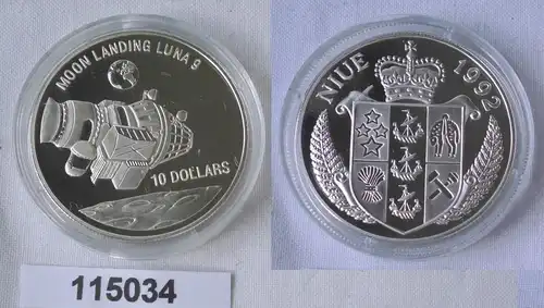 10 Dollar Silber Münze Niue Mondlandung Luna 9 , 1992 (115034)