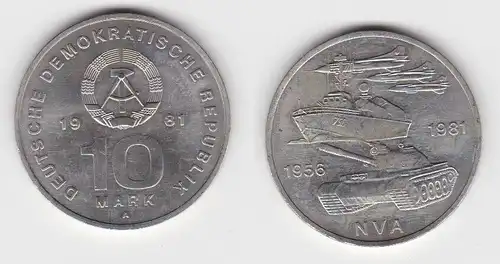 DDR Gedenk Münze 10 Mark 25 Jahre Nationale Volksarmee NVA 1981 Stgl. (125854)