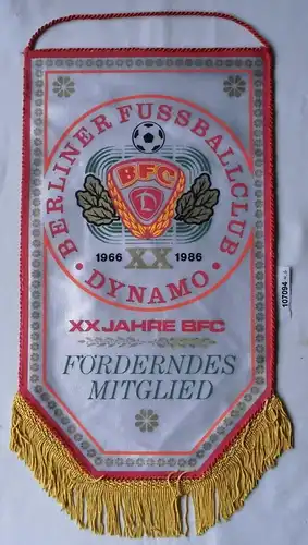 DDR Wimpel 20 Jahre Berliner Fußballklub BFC 1986 Förderndes Mitglied (107094)