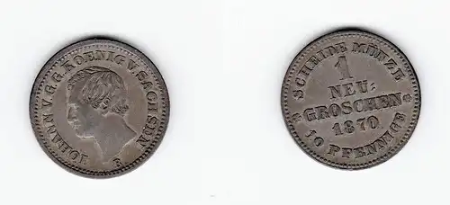 1 Neu Groschen Silber Münze Sachsen 1870 B (123900)