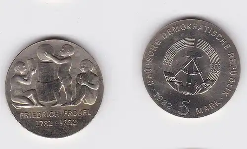 DDR Gedenk Münze 5 Mark Friedrich Fröbel 1982 Stempelglanz (128673)