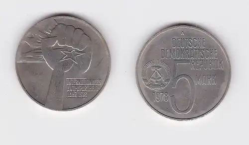 DDR Gedenk Münze 5 Mark Anti Apartheid Jahr 1978 Stempelglanz (128648)