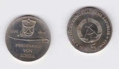 DDR Gedenk Münze 5 Mark Ferdinand von Schill 1976 Stempelglanz (128333)
