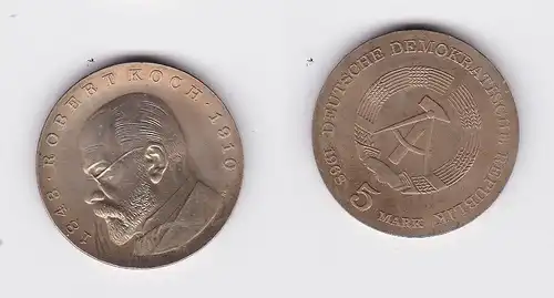 DDR Gedenk Münze 5 Mark Robert Koch 1968 Stempelglanz (128343)