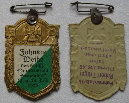 Abzeichen Fahnenweihe des Sächs.Militärvereins Frauendorf 1926 (122750)