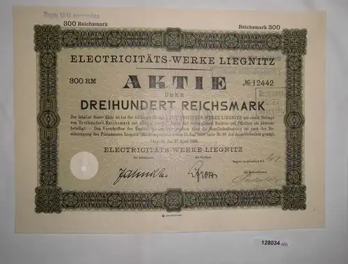 300 Reichsmark Aktie Electricitäts Werke Liegnitz 27. April 1926 (128034)