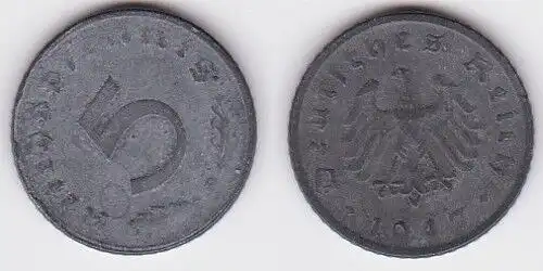 5 Pfennig Zink Münze alliierte Besatzung 1947 D Jäger 374 (120697)