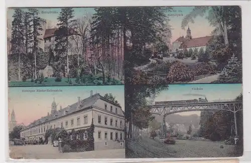 66532 AK Gruß aus Rabenstein - Schloßruine, Viadukt, Rittergut 1919
