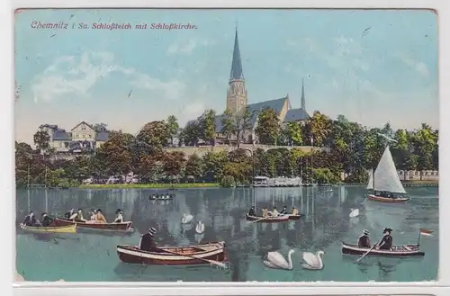 44346 Feldpost AK Chemnitz - Schloßteich mit Schloßkirche 1916