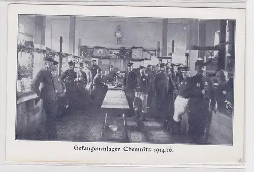 54153 AK Chemnitz - Gefangenenlager 1914/16, Innenansicht des Speisesaals
