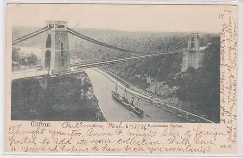71905 Ak Clifton Dampfer unter Suspension Bridge 1906