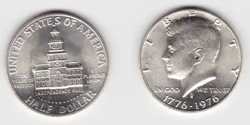 1/2 Dollar Silber Münze USA 1776-1976 Independence Hall 200J. Frieden (130288)