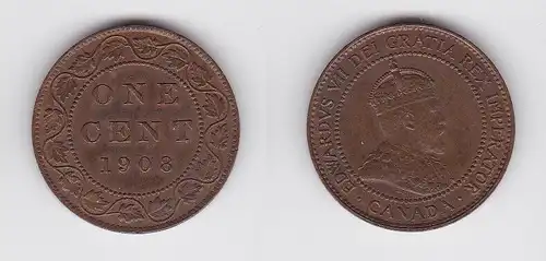 1 Cent Kupfer Münze Kanada Canada 1908 (130581)