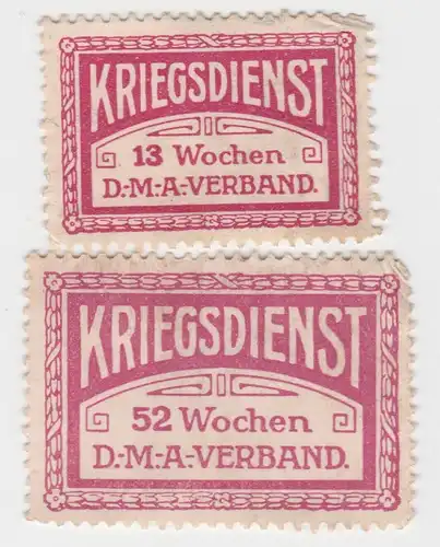 2 seltene Kriegsdienst Marken D.-M.-A. Verband um 1915 (56918)