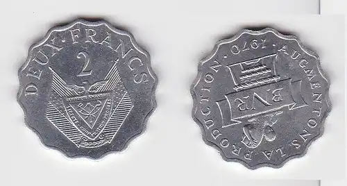 2 Francs Aluminium Münze Ruanda 1970 (130064)