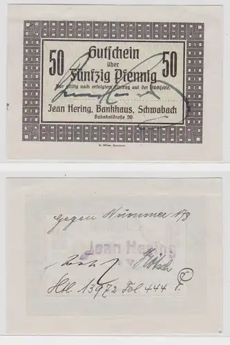 50 Pfennig Banknote Notgeld Schwabach Bankhaus Jean Hering (138045)