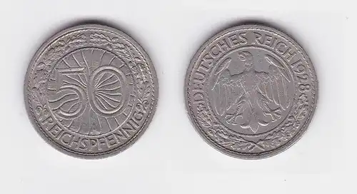 50 Pfennig Nickel Münze Weimarer Republik 1928 A (104338)