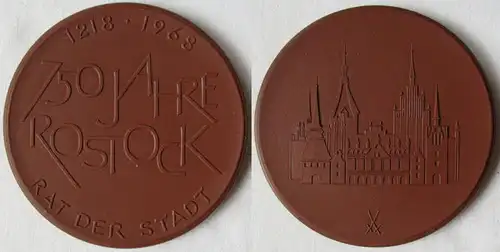 DDR Meissner Porzellan Medaille 750 Jahre Rostock Rat der Stadt 1968 (144958)