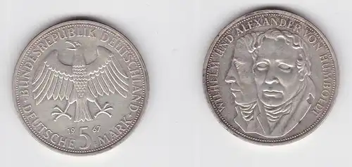 5 Mark Silber Münze Deutschland Gebrüder Humboldt 1967 F (148748)
