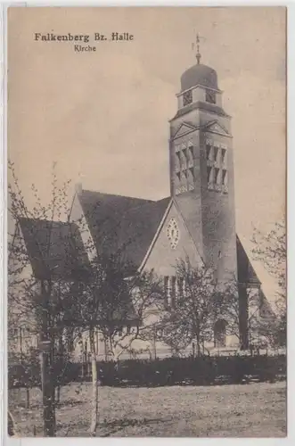 31197 Ak Falkenberg Bezirk Halle - Blick auf die Kirche 1921