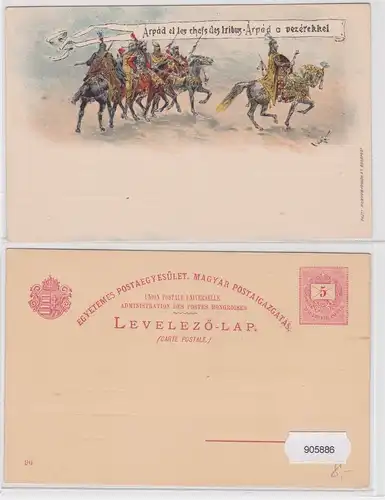 905886 Lithografie Ganzsache Ungarn - Großfürst Arpad & Stammeshäuptlinge