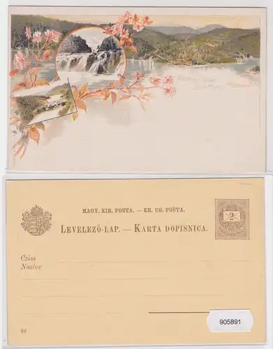 905891 Lithografie Ganzsache Ungarn- Plitviezai tavak Lacs de Plitvica 2 Kreuzer