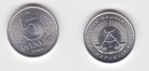 5 Pfennig Aluminium Münze DDR 1989 Stempelglanz (130792)
