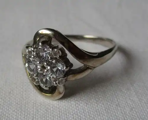 hochwertiger 925er Sterling Silber Ring Blüte m. weißem Saphir ~0,6ct (123599)