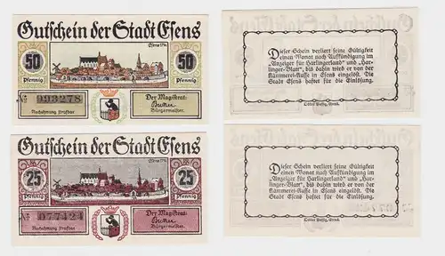 25 & 50 Pfennig Banknoten Notgeld Stadt Esens um 1920 (116889)