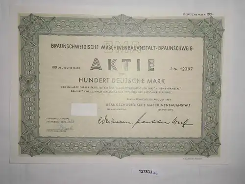 100 Mark Aktie Braunschweigische Maschinenbauanstalt August 1961 (127833)