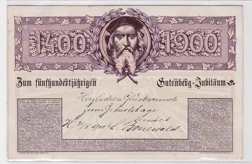902155 Ak Zum 500jährigen Gutenberg Jubiläum 1400-1900