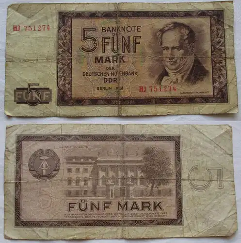 5 Mark Banknote Humboldt DDR Deutsche Notenbank 1964 Ro.Nr.354 a (130400)