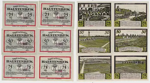 Komplettsatz 25 - 75 Pfennig Banknote Notgeld Gemeinde Halstenbek 1921 (136212)
