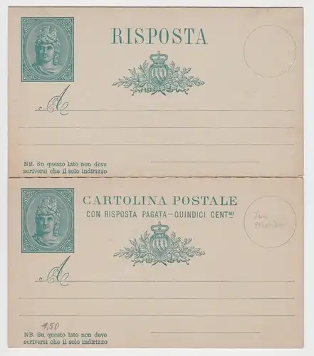 59463 seltene Ganzsachen Antwort Postkarte San Marino vor 1900