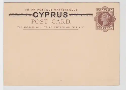 71105 seltener Ganzsachen Postkarte Zypern Cyprus 1 Penny um 1900 Überdruck