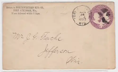 13009 Ganzsachen Brief USA Kolumbus Ausstellung 1492-1892