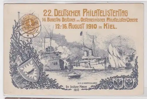 902274 AK 22.Deutscher Philatelistentag Kiel 1910 Bundestag Philatelistenvereine